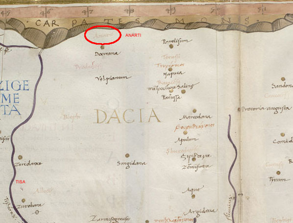 Obr. Kmeň Antov ANARTOV na Ptolemaiovej mape DACIE